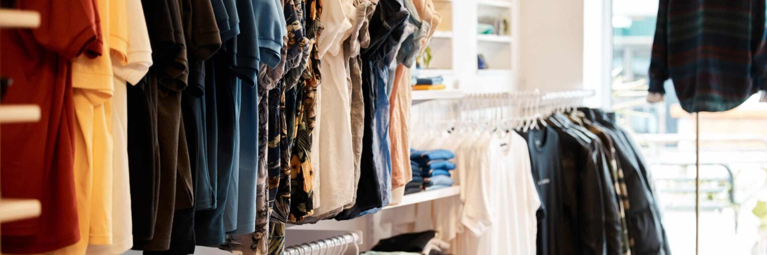 Shot of an empty clothing boutique with the latest clothing selection