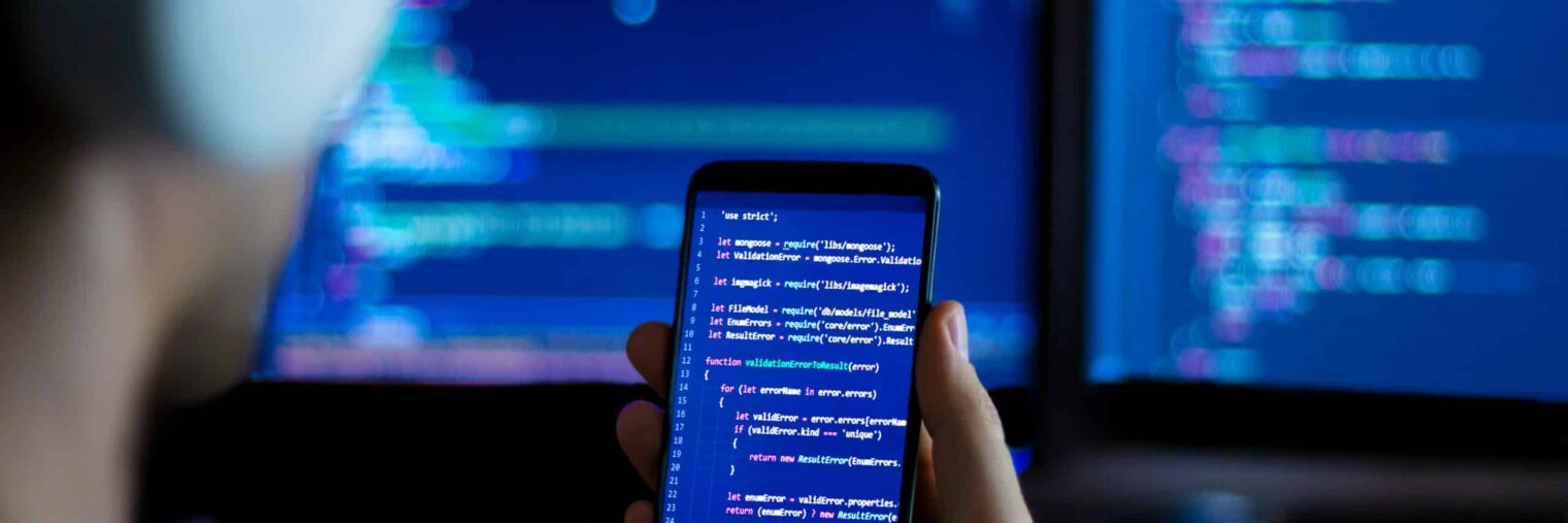 Software developer freelancer working with program code