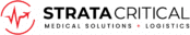 StrataCritical logo with a red circular heart rate graphic and the text “STRATA CRITICAL Medical Solutions + Logistics” in black and red letters.